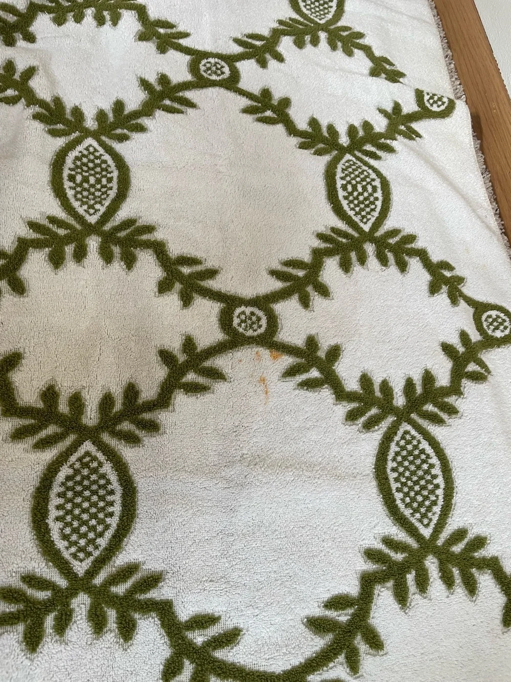 VINTAGE *MCM Retro SEARS Cotron *Reversible Green & White 6 piece set